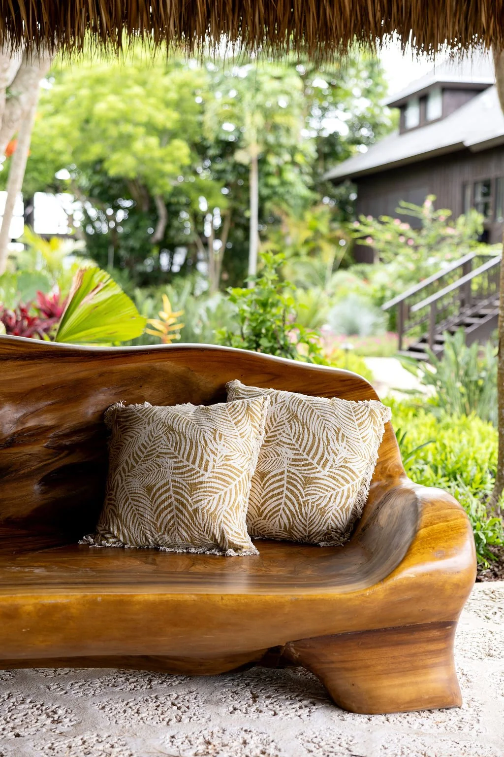 Tiki bench seating area
