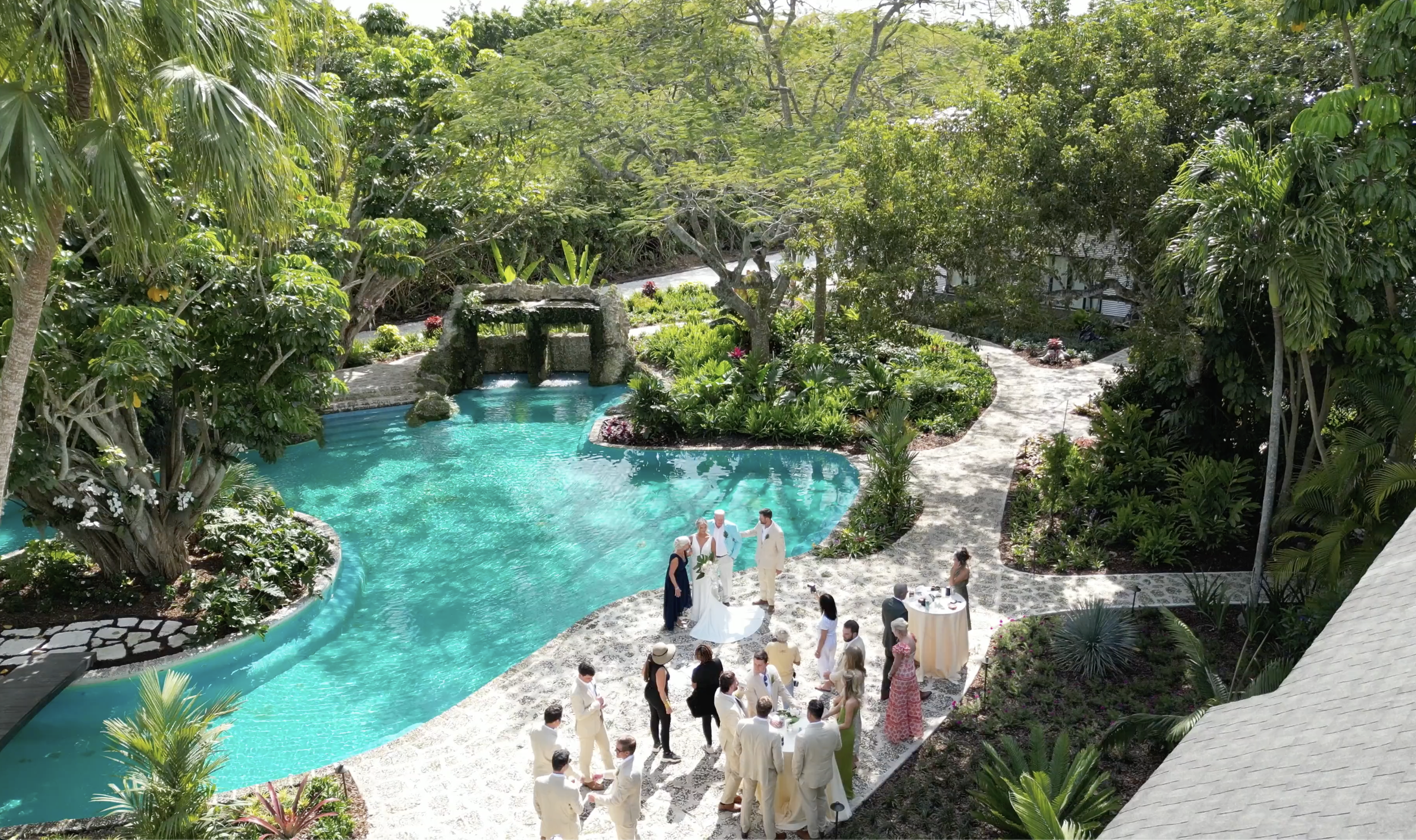 Lagoon wedding celebration at Pomona Grove